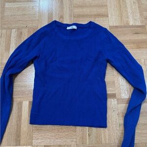 Blue Long Sleeve Ribbed Top Ari Medium